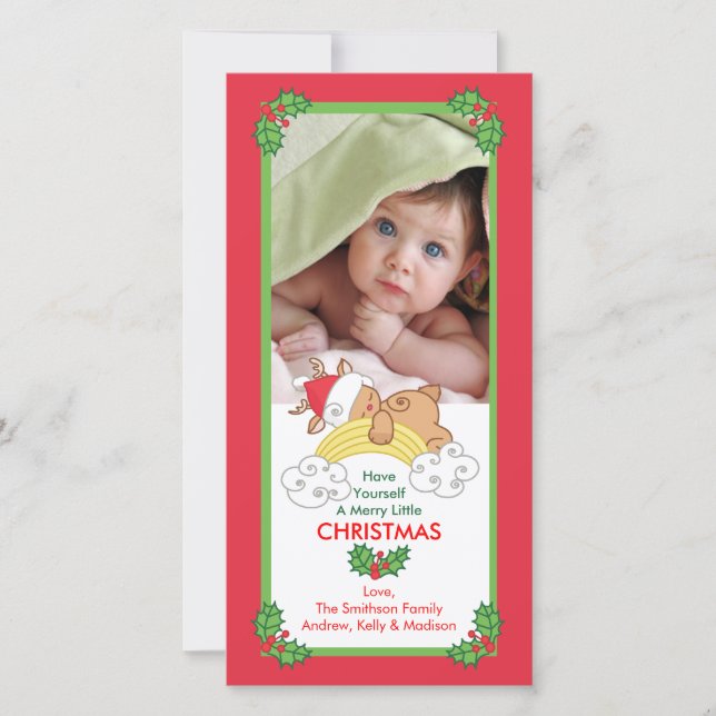 Tarjetas de fotos de Navidad para bebés renos (Anverso)