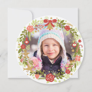 Tarjetas de fotos de Navidad   Wreath festiva