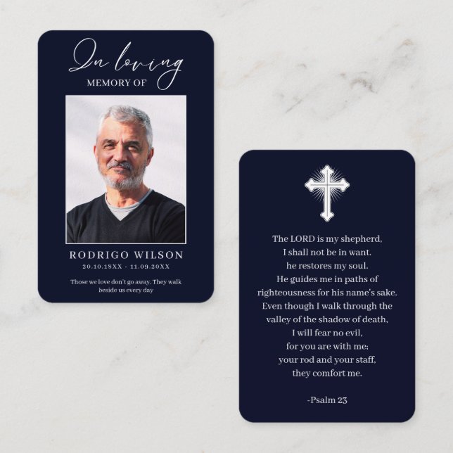 Tarjetas de Fotos de Oración de Memorial en Memori (Anverso / Reverso)