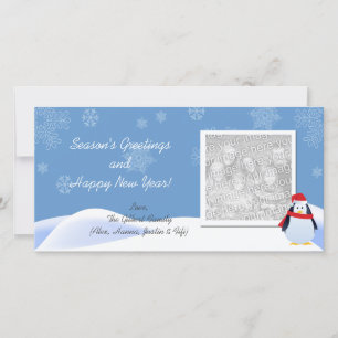 Tarjetas de fotos de vacaciones con pingüinos neva