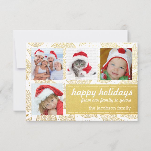 Tarjetas de fotos de vacaciones de Navidades blanc (Anverso)