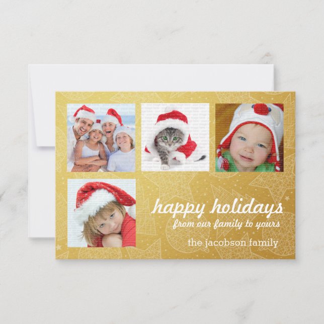 Tarjetas de fotos de vacaciones de Navidades blanc (Anverso)