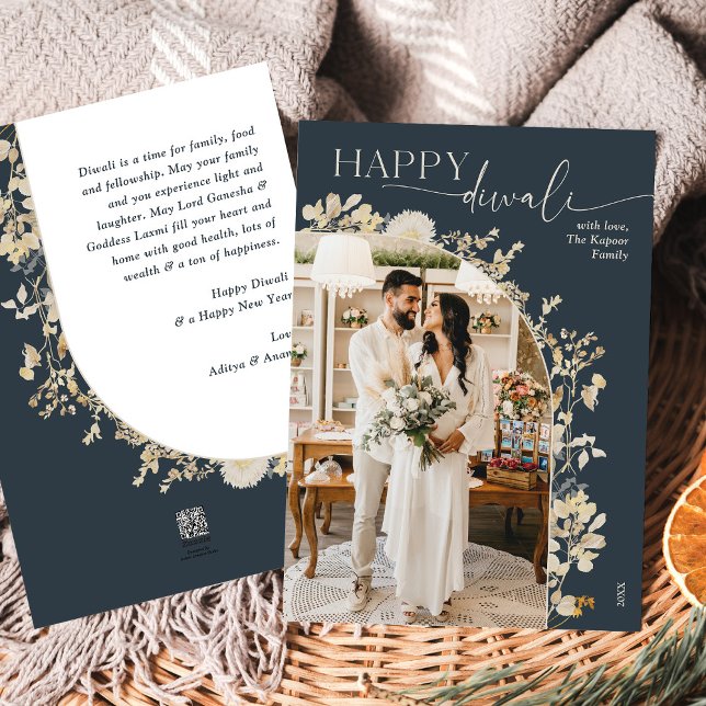 Tarjetas de fotos Diwali de Vintage Gold Happy (Subido por el creador)