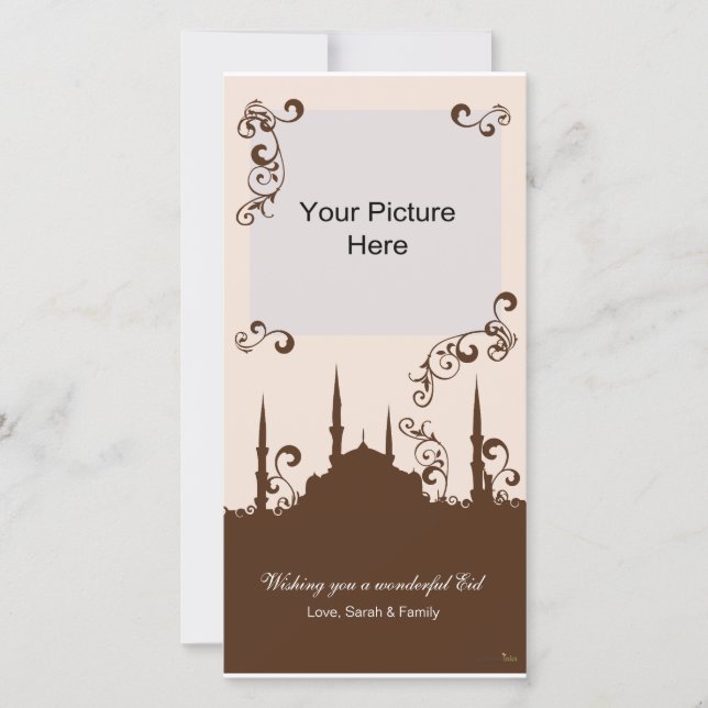 Tarjetas de fotos Eid Brown Pink Swirl (Anverso)