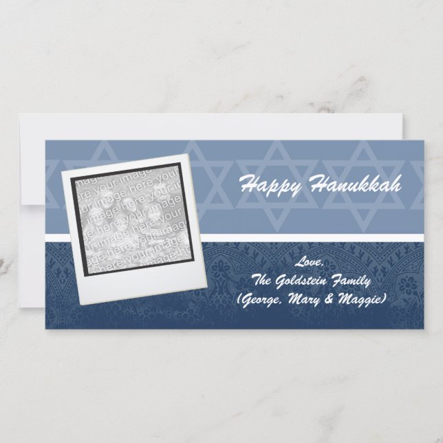 Tarjetas de fotos elegantes de Hanukkah (Anverso)