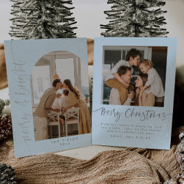 Tarjetas de fotos elegantes de Navidad azul