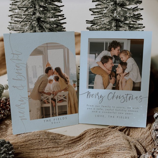Tarjetas de fotos elegantes de Navidad azul (Subido por el creador)