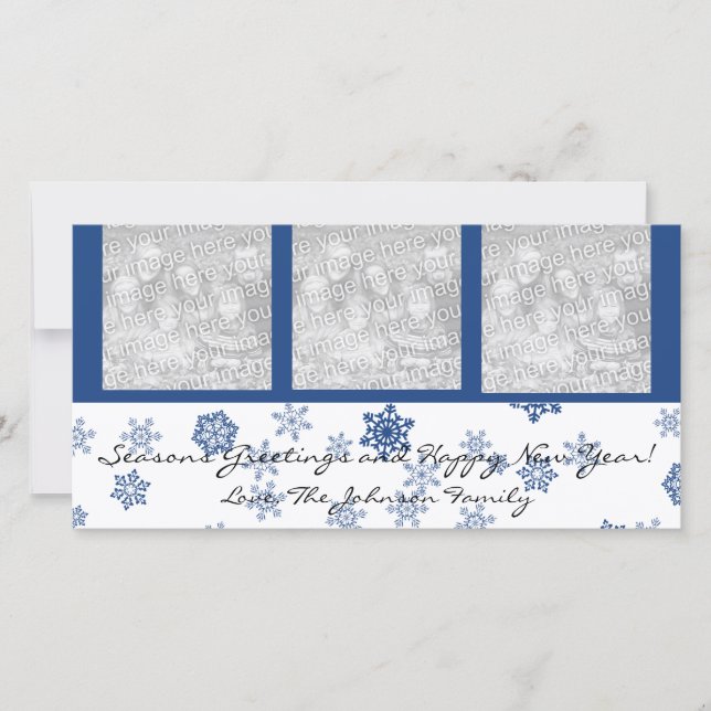 Tarjetas de fotos familiares de Navidad Snowflakes (Anverso)