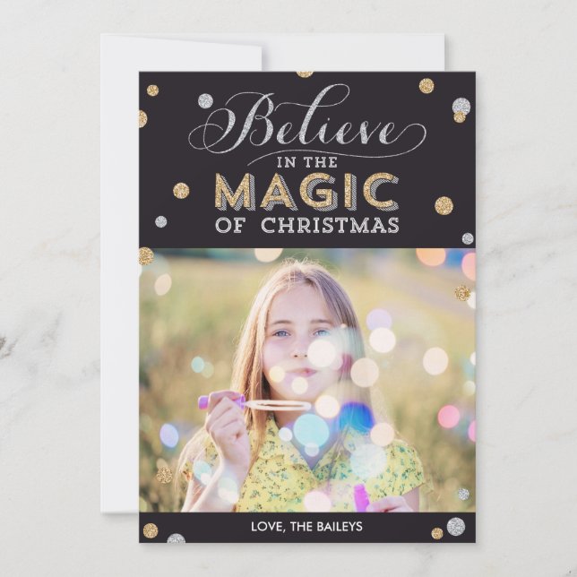 Tarjetas de fotos mágicas navideñas - Negro (Anverso)