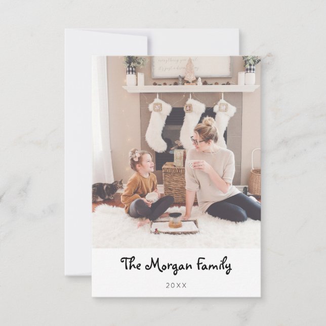 Tarjetas de fotos modernas de Navidad minimal (Anverso)