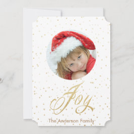 Tarjetas de fotos navideñas con gozo de oro