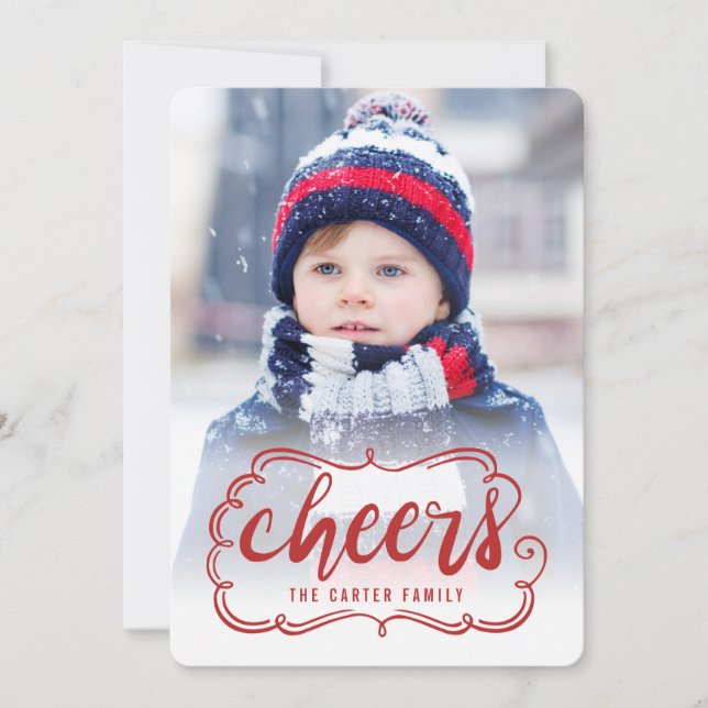 Tarjetas de fotos navideñas con scroll de felicita (Anverso)