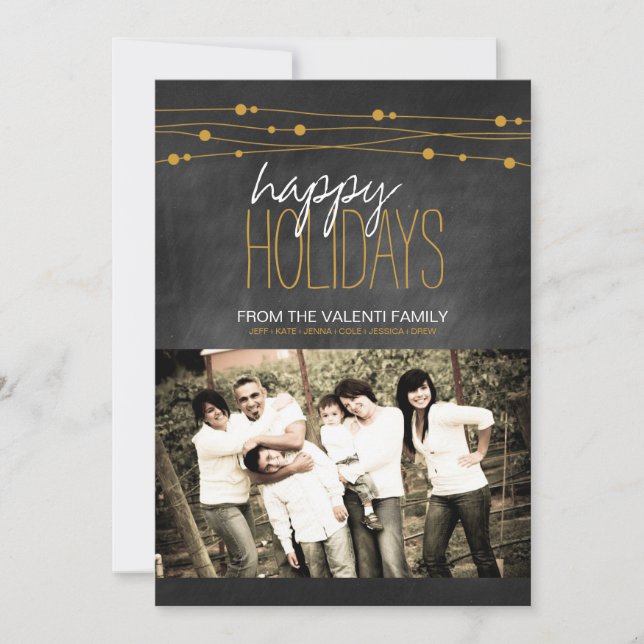 Tarjetas de fotos navideñas de Chalkboard modernas (Anverso)