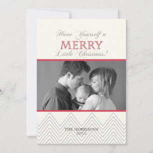 Tarjetas de fotos navideñas de Chevron blanco de e