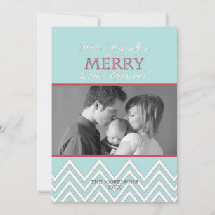 Tarjetas de fotos navideñas de Chevron blanco de e
