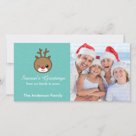 Tarjetas de fotos navideñas de los renos de Kawaii