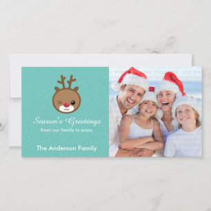 Tarjetas de fotos navideñas de los renos de Kawaii