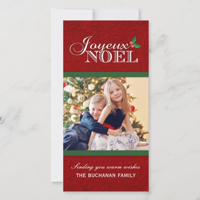 Tarjetas de fotos navideñas Joyeux Noel (Anverso)