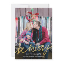 Tarjetas de fotos navideñas Shinus Gold Script Cla