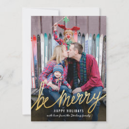 Tarjetas de fotos navideñas Shinus Gold Script Cla