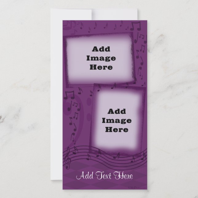 Tarjetas de Fotos Personalizadas de Música Púrpura (Anverso)