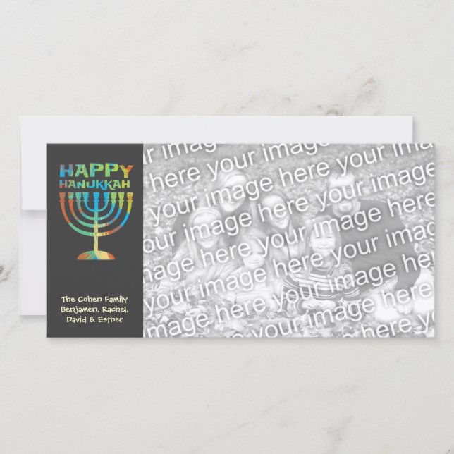 Tarjetas de fotos personalizadas Happy Hanukkah Ma (Anverso)
