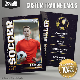 Tarjetas de fútbol personalizadas Black Gold 10 un