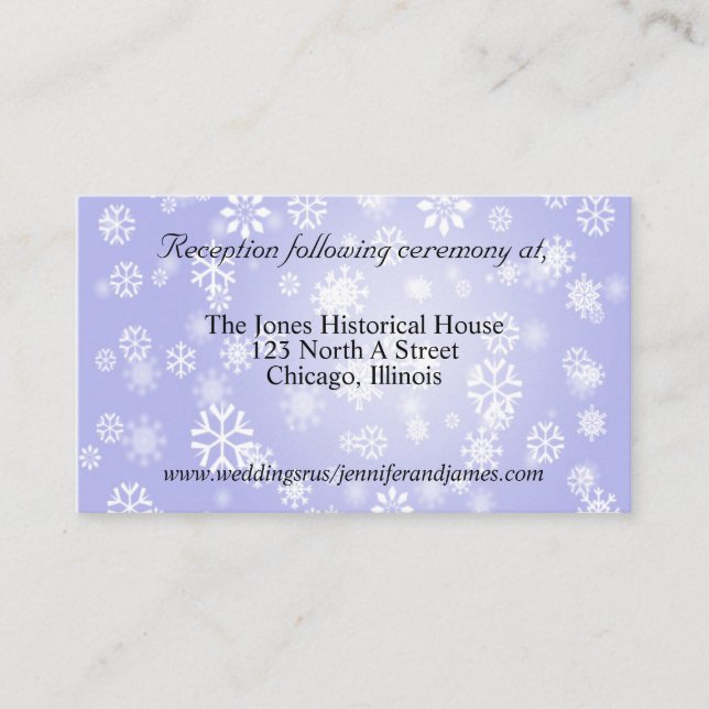 Tarjetas de gabinete Blue Winter Wedding (Anverso)