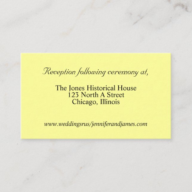 Tarjetas de gabinete de Boda amarillo (Anverso)