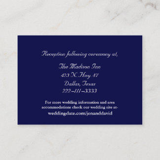 Tarjetas de gabinete de Boda azul de la marina