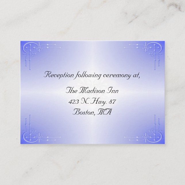 Tarjetas de gabinete de Boda de brillo azul (Anverso)
