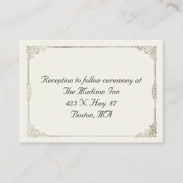 Tarjetas de gabinete de Boda de marco antiguo (Anverso)