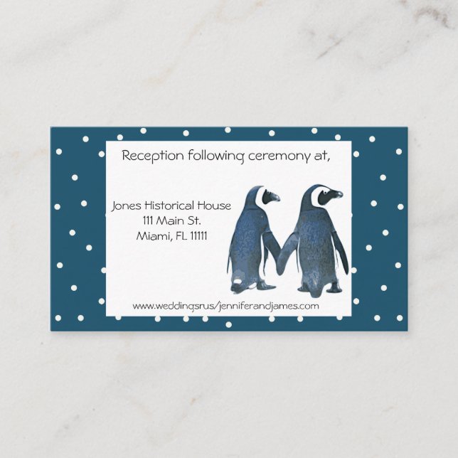 Tarjetas de gabinete de Boda de parejas pingüino (Anverso)