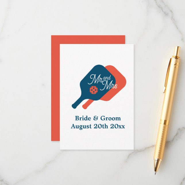 Tarjetas de gabinete de boda de pickleball excepci (Anverso/Reverso In Situ)