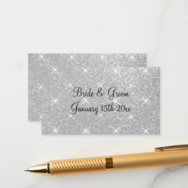 Tarjetas de gabinete de boda de purpurina de plata