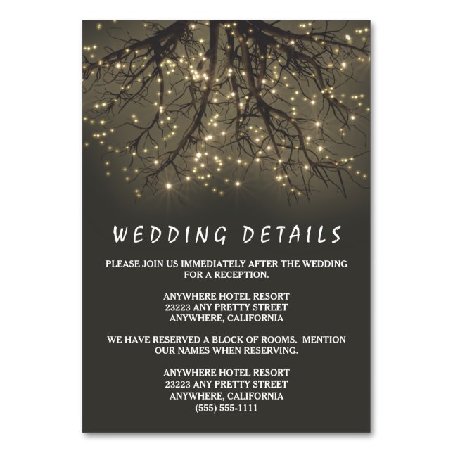 Tarjetas de gabinete de Boda de sucursal de árbol  (Anverso)