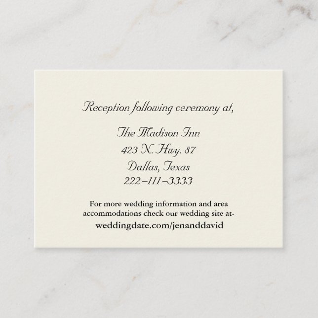 Tarjetas de gabinete de crema Boda (Anverso)