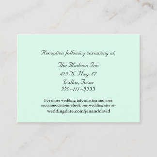 Tarjetas de gabinete Mint Green Boda