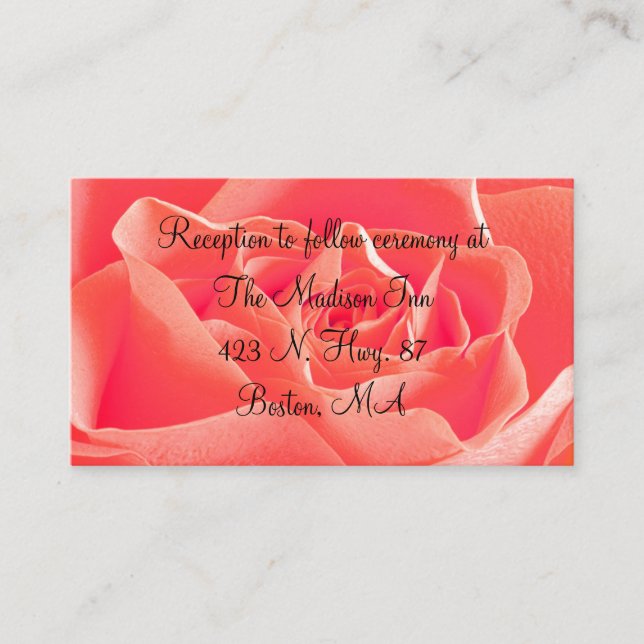 Tarjetas de gabinete Rosa Peach Boda (Anverso)