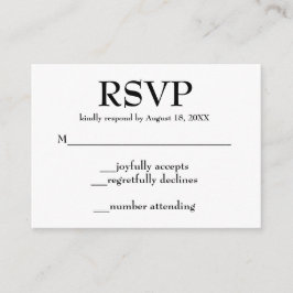 Tarjetas de gabinete simples de Boda RSVP