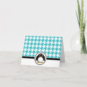 Tarjetas de galpón blanco color turquesa pingüino