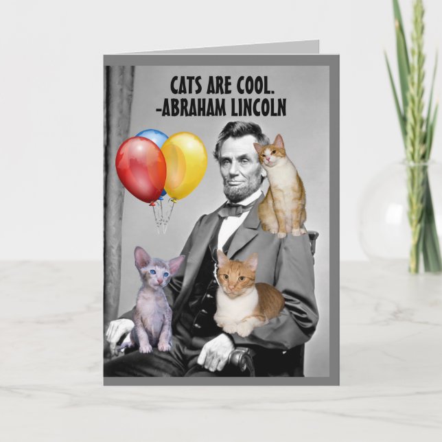 TARJETAS DE GATOS DE ABRAHAM LINCOLN DE CUMPLEAÑOS (Anverso)