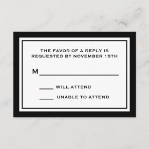 Tarjetas de general RSVP (negro/blanco)
