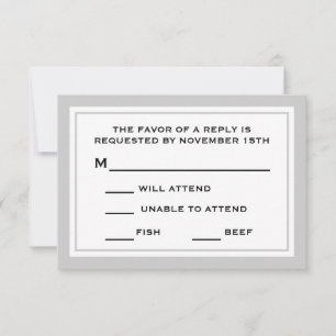 Tarjetas de general RSVP (plata/blanco)