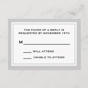 Tarjetas de general RSVP (plata/blanco)