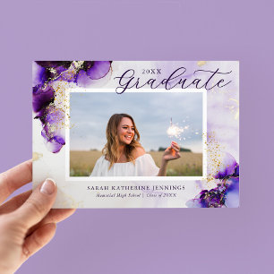 Tarjetas de Graduación con Foto Amethyst and Gold