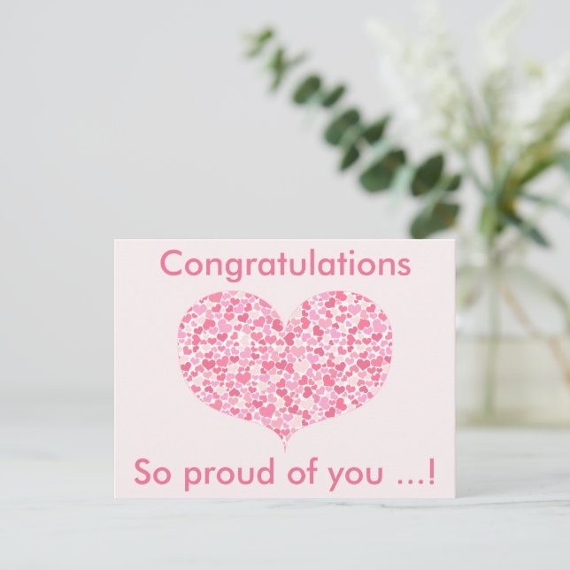 Tarjetas de graduación de corazones rosados | Feli (Anverso de pie)