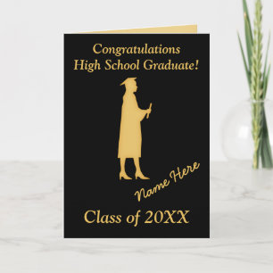 Tarjetas de graduación de hija personalizado, negr