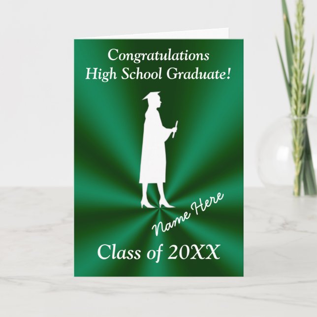 Tarjetas de graduación de Personalizable verde y b (Anverso)