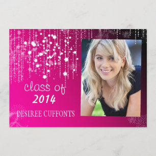 Tarjetas de graduación fotográfica color rosa inte